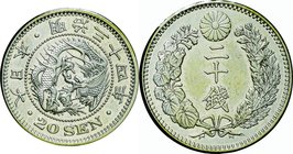 Japan; Dragon 20 Sen Silver JNDA01-21 Rare Date. 1901. . EF. 5.39g. 0.8. 23.50mm.