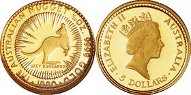 Australia; Australian Kangaroo-Nugget Gold 5-Coin Proof Set. 1990. . Proof. . . . KMPS68 w/o Box and Cert