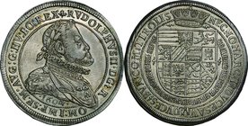Holy Roman Empire; Rudolf II Silver 1 Thaler. 1604. PCGS Genuine (Tooled-AU Detail). EF. 28.08g. . 42.00mm. KM56.1 toned