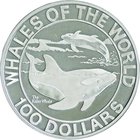 Bahama; Killer Whale 1kg Silver Prooflike 30 Dollars. 1994. . Prooflike. 1000.00g. 0.999. 100.00mm. KM184