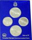 Canada; Montreal Olympic Series IV Silver 4-Coin Set. 1975. . UNC. . . . KMMS4 Discolored