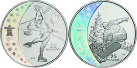 Canada; Vancouver Olympic Winter Games Series II Hologram Silver 25 Dollars 5-Coin Proof Set. 2008. . Proof. 27.78g. 0.925. 40.00mm. KM814-818