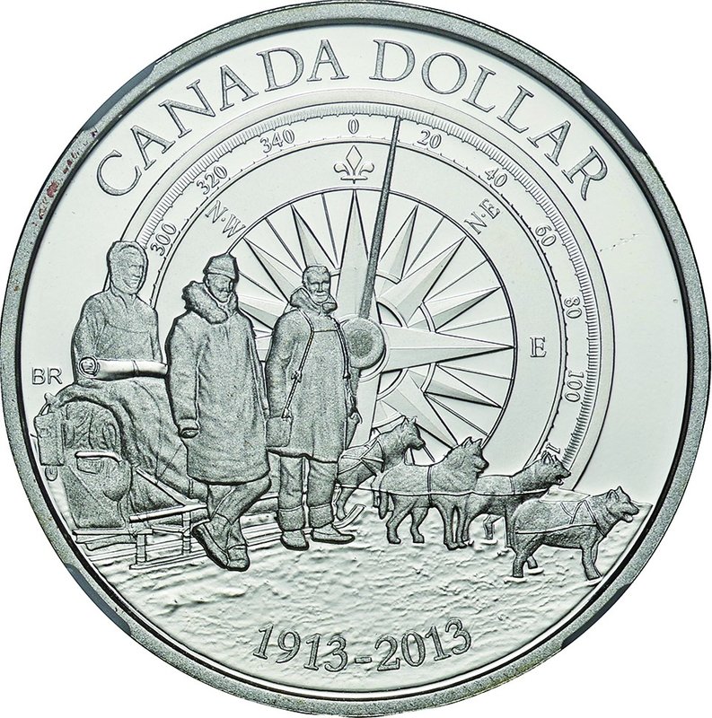 Canada; Arctic Expedition-100th Anniversary Silver Proof 1 Dollar. 2013. NGC PF6...