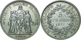 France; Hercules Silver 5 Francs. 1875. . VF. . . . KM820.1