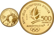 France; Albertville Olympics Free-style skiers Gold Proof 500 Francs. 1990. . Proof. 17.00g. 0.92. 31.00mm. KM987