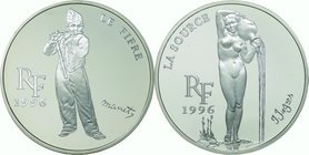 France; Treasure of the European art museum I Silver 10 Francs/1.5 Euro 4-Coin Proof Set. 1996. . Proof. 22.20g. 0.9. 37.00mm. KM1121-1124