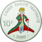 France; Little Prince Colorized Silver Proof 10 Francs. 2000. . Proof. 22.20g. 0.9. 37.00mm. KM1263