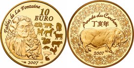 France; Year of the Pig 1/4oz Gold Proof 10 Euro. 2007. . Proof. 8.45g. 0.92. 22.00mm. KM1418