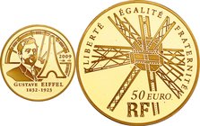 France; Great French industrialists Gustave Eiffel Gold Proof 50 Euro. 2009. . Proof. 8.45g. 0.92. 22.00mm. KM1604