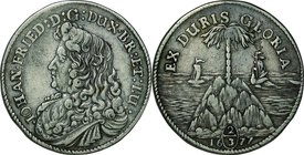 German Steates(Braunschweig-Lueneburg-Calenberg); Johann Friedrich Silver 2/3 Thaler. 1677. . F. 約16.00g. . . KM188.2 toned