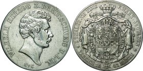 German Steates(Brunswick-Wolfenbuttel); Wilhelm Silver 2 Thaler (3-1/2 Gulden). 1842. . VF. 37.12g. 0.9. 41.00mm. KM1136