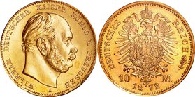 German Steates(Prussia); Wilhelm I Gold 10 Mark. 1872. . UNC. 3.982g. 0.9. 19.50mm. KM502