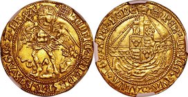 Great Britain; Henry VIII Gold Angel. 1509. NGC AU DETAILS (REMOVED FROM JEWELRY). VF. 5.03g. 0.995. 27.50mm. F155