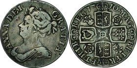 Great Britain; Anne Silver Shilling. 1710. . F. 約5.94g. . . KM533.1 toned