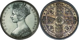 Great Britain; Victoria Silver 1 Florin. 1849. . AU. 11.31g. 0.925. 27.90mm. KM745 toned