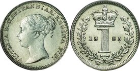 Great Britain; Victoria Young Head Moundy Silver 4-Coin Set. 1885. . VF-EF. . . . KMMDS140