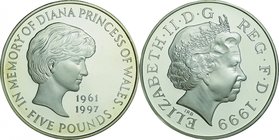 Great Britain; In Memory of Diana-Princess of Wales Silver Proof 5 Pounds. 1999. . Proof. . . . KM997a