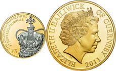 Bailiwick of Guernsey; The 350th Anniversary of the Crown Jewels Gold Proof 5 Pounds Rhodium Plating. 2011. . Proof. 39.94g. 0.999. 38.61mm. w/o Box w...