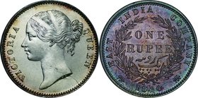British India; Victoria Silver 1 Rupee. 1840. . UNC. 11.66g. 0.917. 30.80mm. KM458.3 toned
