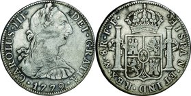Mexico; Carlos III Silver 8 Reales. 1779. . F. 27.06g. 0.903. 39.00mm. KM106.2
