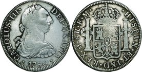 Mexico; Carlos III Silver 8 Reales. 1786. . F. 27.06g. 0.896. 39.00mm. KM106.2a