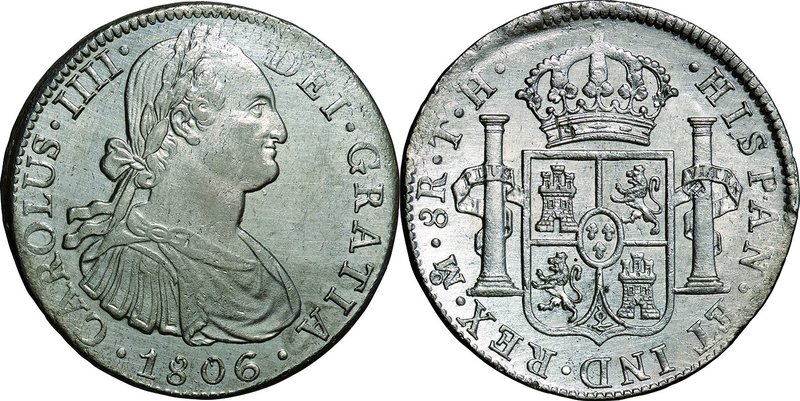 Mexico; Carlos IV Silver 8 Reales. 1806. . VF-EF. . . . KM109