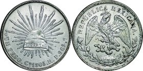 Mexico; Radiant Cap Silver 1 Peso. 1905. . VF. 27.07g. 0.903. 39.00mm. KM409