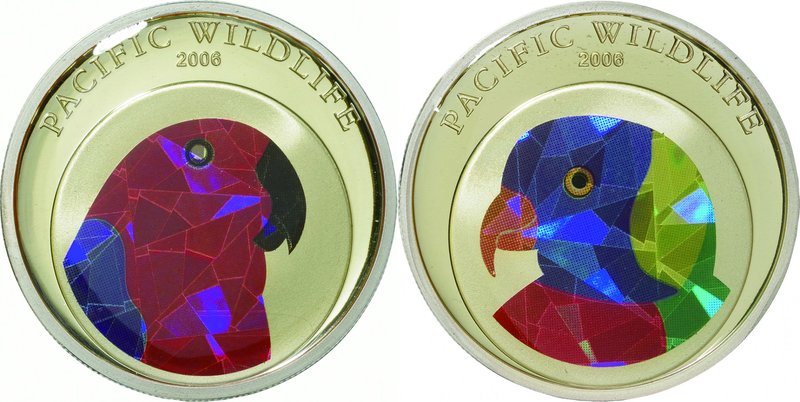Republic of Palau; Colourful Birds of Palau Prism Colorized 5 Dollars Silver 3-C...