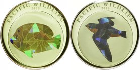 Republic of Palau; Pacific Wildlife Prism - Color of Nature Colorized Silver 5 Dollars 3-Coin Proof Set. 2009. . Proof. 25.00g. 0.925. 38.61mm. KM196-...