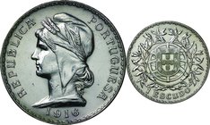 Portugal; Liberty Head Silver 1 Escudo. 1916. . EF. 25.00g. 0.835. 37.00mm. KM564
