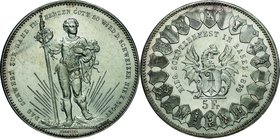 Switzerland; Shooting Festival Basel Silver 5 Francs. 1879. . AU. 25.00g. 0.835. 37.30mm. KMXS14