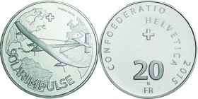 Switzerland; Solar Impulse Project Silver 20 Francs. 2015. PCGS MS67. FDC. 20.00g. 0.835. 33.00mm. KM155