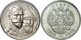 Russian Empire; The Romanov 300th Anniversary Silver 1 Rouble. 1913. NGC AU58. EF+. 20.00g. 0.9. 34.00mm. Y70