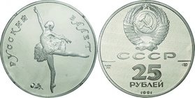 Soviet Union; Ballerina Palladium Proof 25 Roubles. 1991. . Proof. 31.10g. 0.999. 37.00mm. Y270