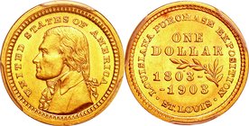 United States; 100th Anniversary of the Louisiana Purchase Gold 1 Dollar. 1903. PCGS MS64. UNC. 1.67g. 0.9. 15.00mm. KM119