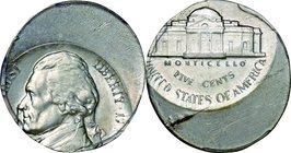 United States; Jefferson Copper Nickel 5 Cent Mint Error. . PCGS MS62 Mint Error 40%. AU. 5.00g. . 21.20mm.