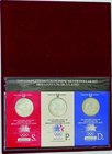 United States; Los Angeles Olympics Silver Proof 1 Doller 3 Mint Bureau 3-Coin Set. 1983. . UNC. 26.73g. 0.9. 38.00mm. KM209 Discolored w/ Box