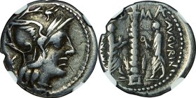 Ancient Coin-Roman Republic; C.Augurinus Silver Denarius. 135. NGC Ch F. F. . . .