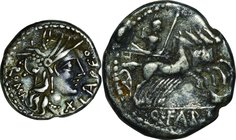 Ancient Coin-Roman Republic; Q.Fabius Labeo Silver Denarius. 124. NGC F. F. . . .