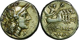 Ancient Coin-Roman Republic; M.Papirius Carbo Silver Denarius. 122. NGC VF. VF. . . .
