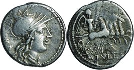 Ancient Coin-Roman Republic; Marcus Tullius Silver Denarius. 120. NGC F. F. . . .