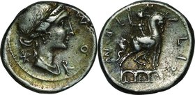 Ancient Coin-Roman Republic; Mn.Aem.Lepidus Silver Denarius. 114. NGC VF. VF. . . .