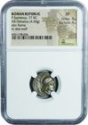Ancient Coin-Roman Republic; P.Satrienus Silver Denarius. 77. NGC XF. VF-EF. 4.26g. . .