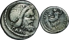 Ancient Coin-Roman Empire; Pansa Caetronianus Silver Denarius. 48. NGC F. F. . . .