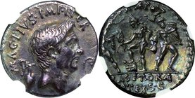 Ancient Coin-Roman Empire; Pompey Magnus Silver Denarius. 48. NGC Ch XF. EF. 3.72g. . . Rare