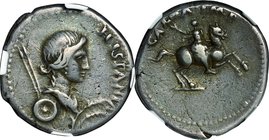 Ancient Coin-Roman Empire; Galva Silver Denarius. 68. NGC VF. F-VF. 3.39g. . . toned Rare