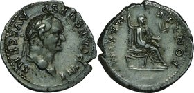 Ancient Coin-Roman Empire; Vespasian/Vespasian seated right Silver Denarius. 69. NGC Ch VF. VF. . . .