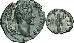 Ancient Coin-Roman Empire; Antoninus Pius Silver Denarius. 138. NGC AU. EF. . . .