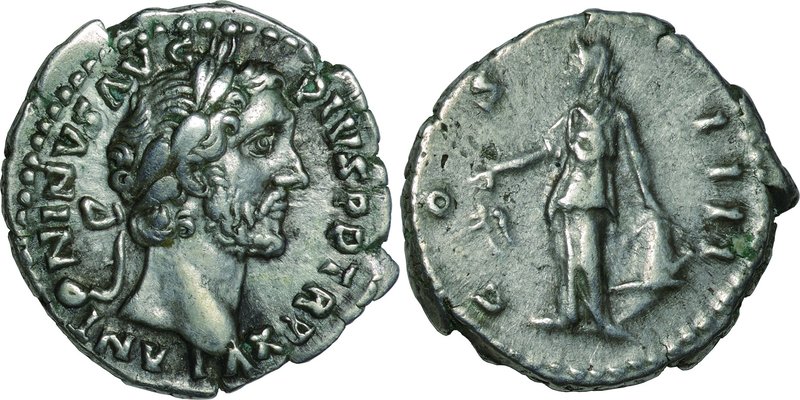 Ancient Coin-Roman Empire; Antonius Pius Silver Denarius. 131. NGC Ch VF. VF. . ...