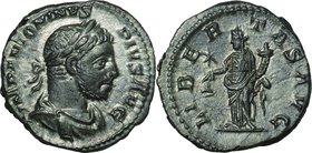 Ancient Coin-Roman Empire; Elagabalus Silver Denarius. . NGC Ch XF. EF. . . .